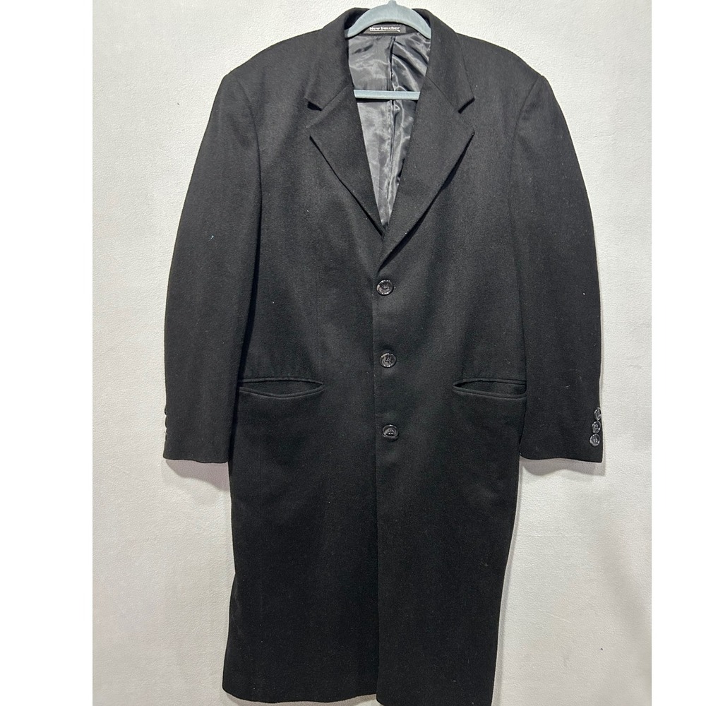New Butcher Men's Black Long Overcoat Size 50 Viscose Italy‎ Winter Jacket